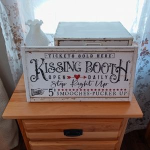 Kissing Booth Valentine's Day canvas farmhouse sign